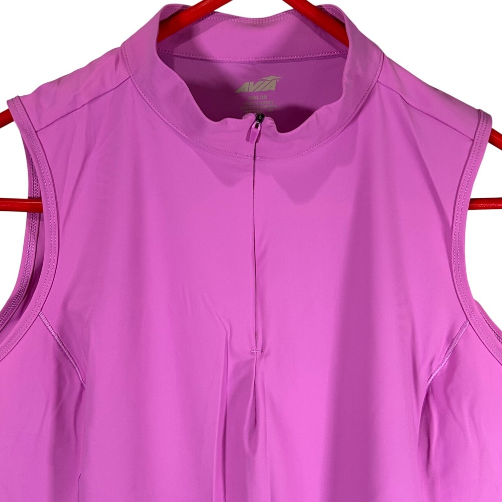Avia‎ Womens XXL Purple Tricot Quarter Zip Tank Top UV Protection New